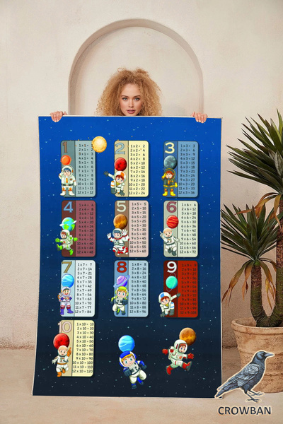 CROWBAN Eğitici Halı Çocuk Odası Halısı Montessori Halı Çarpım Tablosu Desenl...