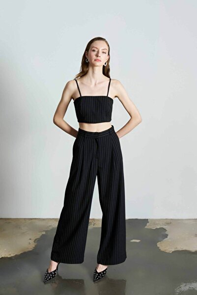 Merve DAĞLI BLAIRE Çizgili Siyah Pantolon