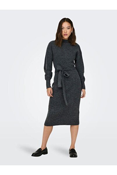 ONLY ROCHIE ONLTHILDE LIFE LS KNT Rochie midi din tricot cu jumătate de gât cu centură