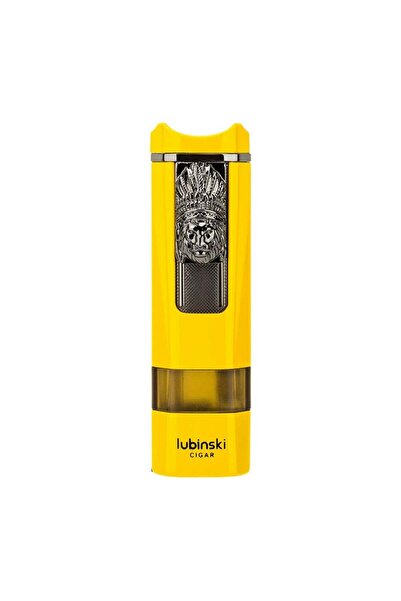 Lubinski Lion Sehpalı Delicili Tek Torch Puro Çakmağı Sarı