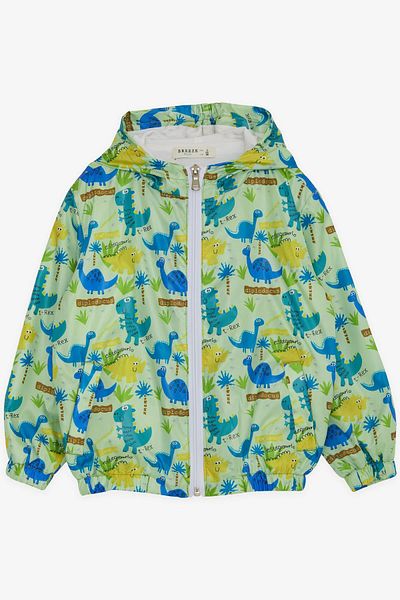 Breeze Boy's Raincoat, Cute Dinosaur Patterned, Age 1-5, Pistachio Green
