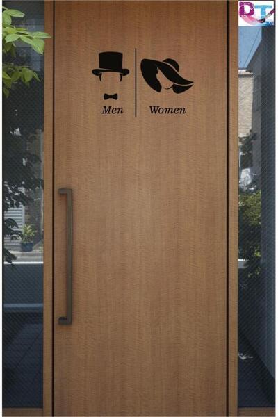 Lizpo Decor Wc Kapı Stickeri, Yönlendirme Stickeri, Tuvalet Stickeri Siyah