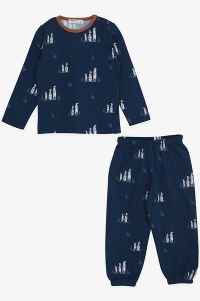Breeze Baby Boy Pajama Set, New Year's Theme, 9 Months-3 Years, Navy Blue