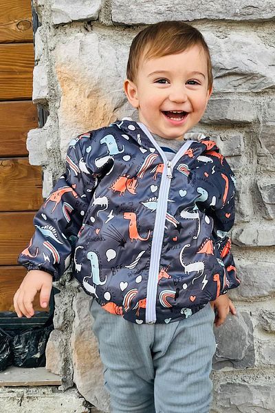 Breeze 1-6 Years Old Boy Dinosaur Patterned Raincoat - Smoked