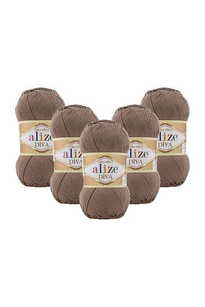 Alize Diva Hand Knitting Yarn 100 Gr. Pack of 5 (100GR X 5 PCS)