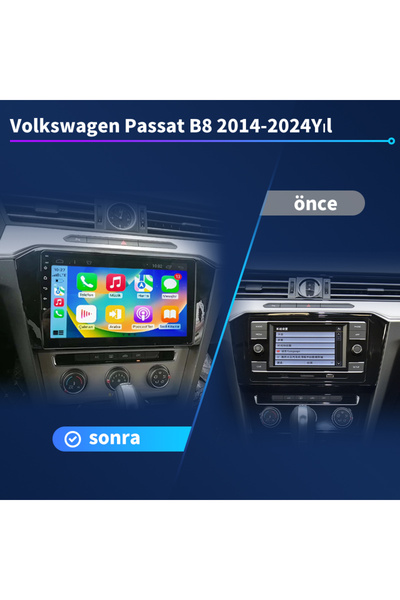 Volkswagen-passat-b8-2014-2024yılcarplay/navigasyon/gps/geri Vites Arka Görünümü Ile/10 Inç/2 32gb