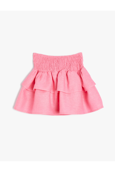 Koton Fustă de in stratificată cu talie elastică detaliată