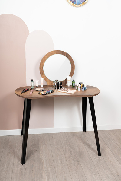 Fec Reklam Eva Makyaj Masası Aynalı Makyaj Masası Kahverengi Şifonyer