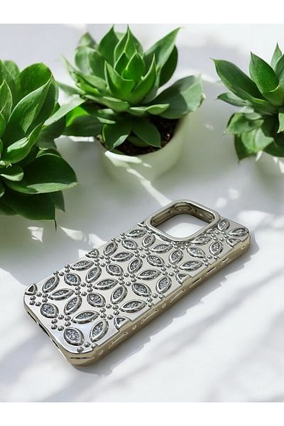 HKN iPhone 16 Pro Max Silvery Patterned Phone Case