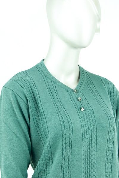 Oppland Pulover pentru mamă țesut cu ghiocei, bumbac, cu trei nasturi, cu guler cu pere, cu lycra