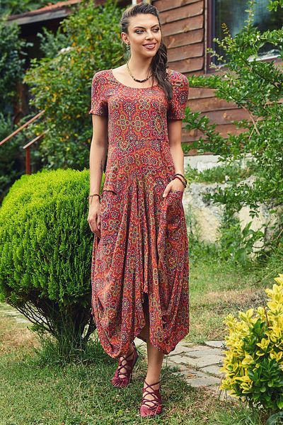 Los banditos Authentic Pool Collar Half Sleeve Long Dress
