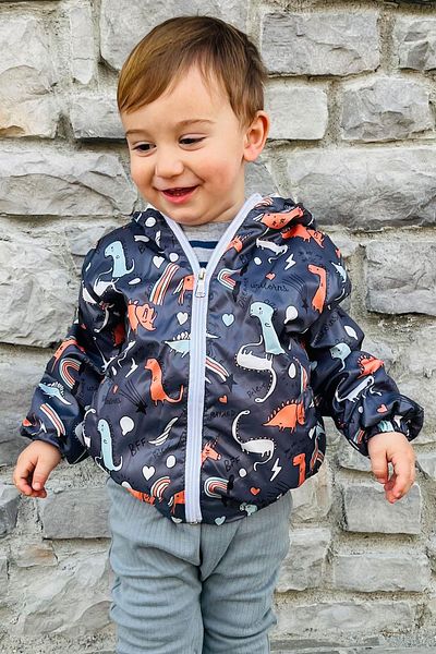 Breeze 1-6 Years Old Boy Dinosaur Patterned Raincoat - Smoked