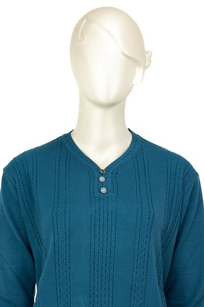 Oppland Pulover de mamă țesut cu ghiocei din bumbac, cu decolteu în V, cu model complet, de iarnă