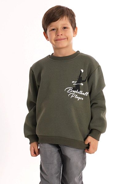 zepkids Basketball Printed Khaki Color Boys' Sweat