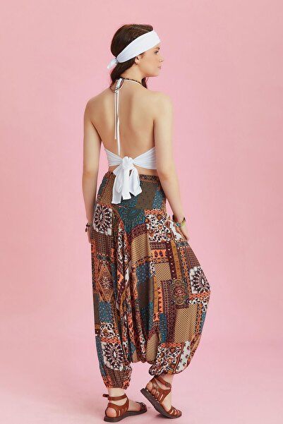 Los banditos Pantaloni Shalwar cu modele boeme cu detaliu în talie Gipe