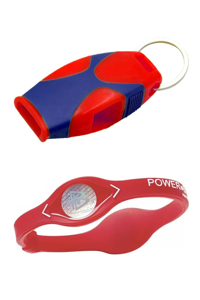 BLACK 130 dB Profesyonel Hakem ve Antrenör Düdüğü ve Hediye Power Balance Denge Güç Bilekliği 2'li Set
