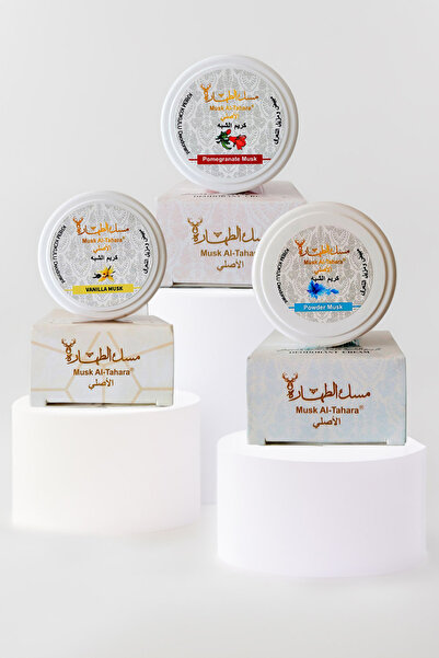 MUSK AL TAHARA 3 قطع كريم تبييض ومكافحة العرق 50 جرام رمان، مسحوق، فانيليا