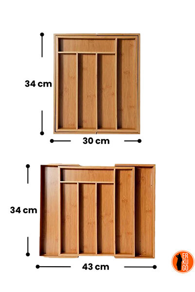 Empressco Bambu ayarlanabilir büyük boy çekmece içi bölmeli kaşıklık organizer