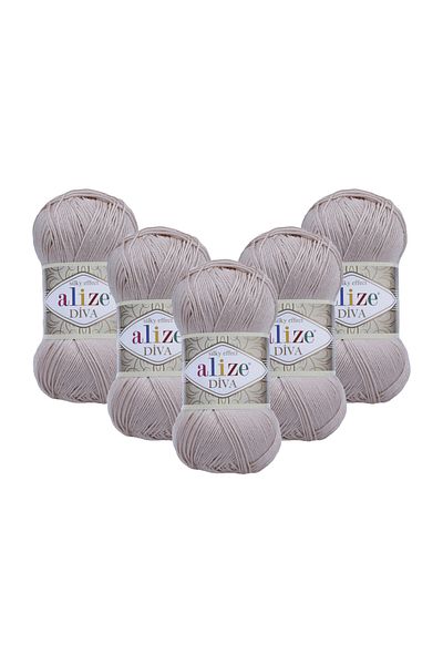Alize Diva Hand Knitting Yarn 100 Gr. Pack of 5 (100GR X 5 PCS)