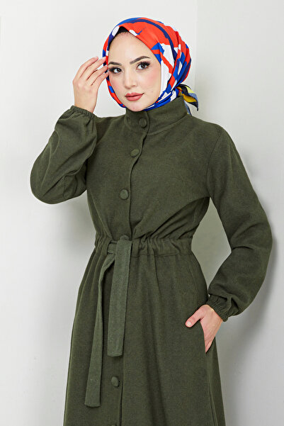 ModaMerve Khaki Stamp Cap - 2056Bgs895-M Bel Tunnel Model