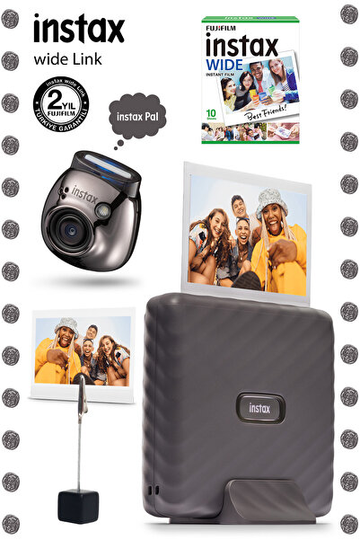 Fujifilm Instax Wide Link Gri Akıllı Telefon Yazıcısı ve Pal Metal Siyah Diji...