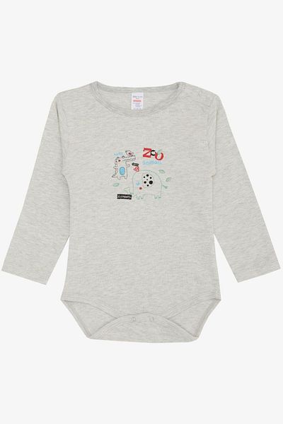 Breeze 9-3 Years Beige Melan Bodysuit for Baby Boy - Zoo Printed