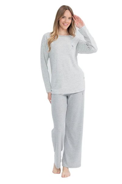 U.S. Polo Assn. Us Polo Assn. 17083 - Women's Soft Pajama Set, Long Sleeve and Round Neck, Grimelange