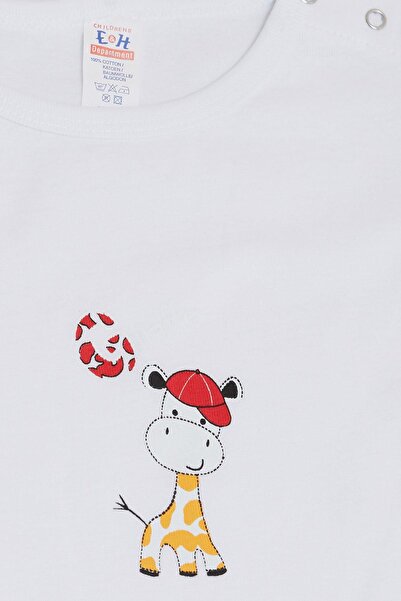 Breeze White Giraffe Printed Bodysuit Hat Snap Fastener Baby Watch for 9-3 Years Old Baby Boy