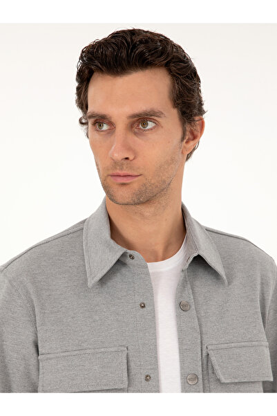 Cacharel Antrasit Regular Fit Ceket Gömlek 50292995-VR006