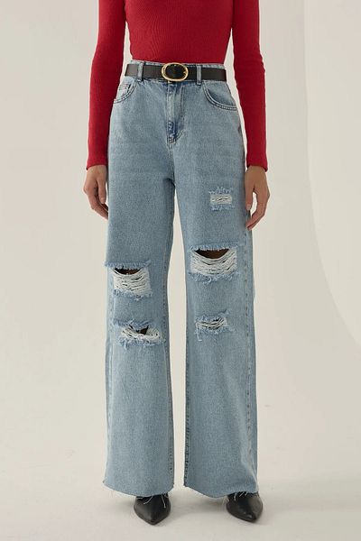 Hiccup Blugi din denim cu talie înaltă rupti