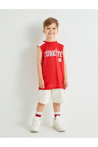 Koton Türkiyeye bedrucktes Oversize-Tanktop – Rundhalsausschnitt, Farbblock-Sportthema