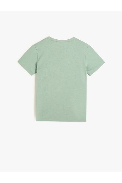 Koton Tricou cu mânecă scurtă din bumbac - Decolteu, imprimat cu slogan