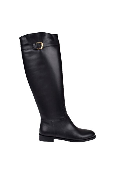 pullman Maximino Hakiki Deri Fermuarsız Binici Kadın Çizme MX-418   SİYAH