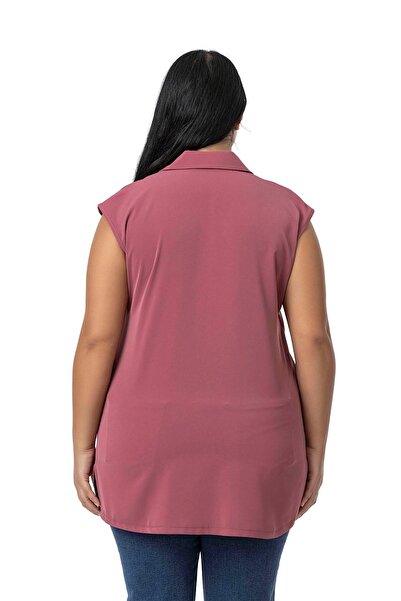 DISENTIS MODEST Cămașă fără mâneci Dusty Rose, cu nasturi ascunși, cu fantă laterală