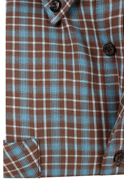 Varetta Ανδρικό μακρυμάνικο πουκάμισο σε καφέ μεγάλο μέγεθος με διπλή τσέπη