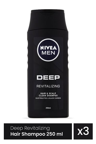 NIVEA Men Deep Revitalizing Hair Shampoo 3 Pieces x 250 ml