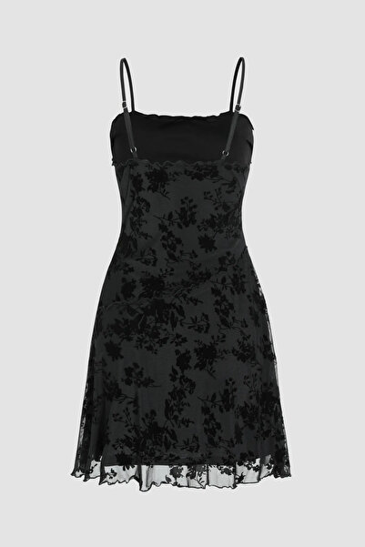 Hiccup Floral Print Lace Fit Mini Dress