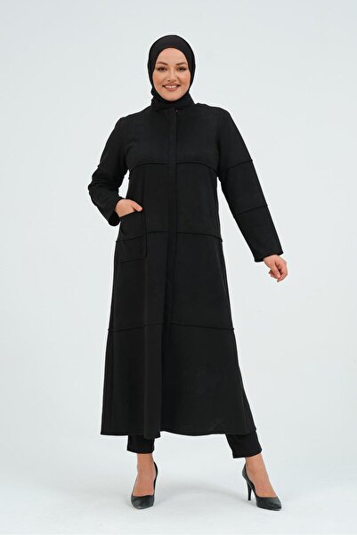 GLR&GYM RUHSAR BÜYÜK BEDEN KADIN TESETTÜR MEVSİMLİK SÜET FERACE