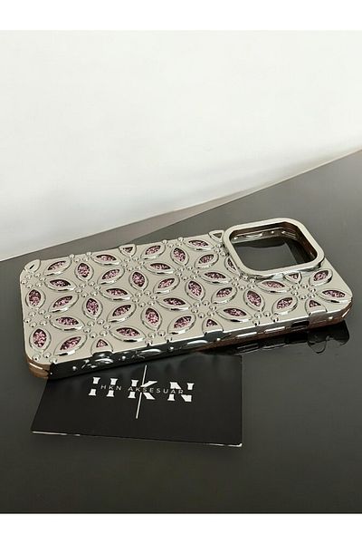 HKN iPhone 14 Pro Max Silvery Patterned Phone Case