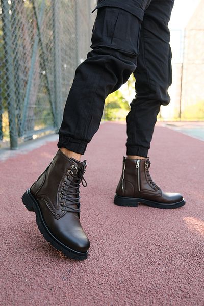 Riccon Brown Unisex Zippered Boots - 0012695