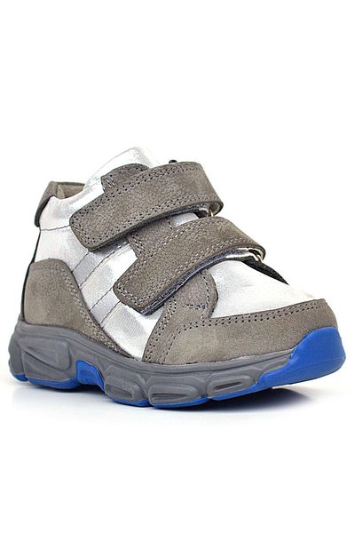 Rakerplus Genuine Leather Gray Silver Velcro Baby Girl Boots
