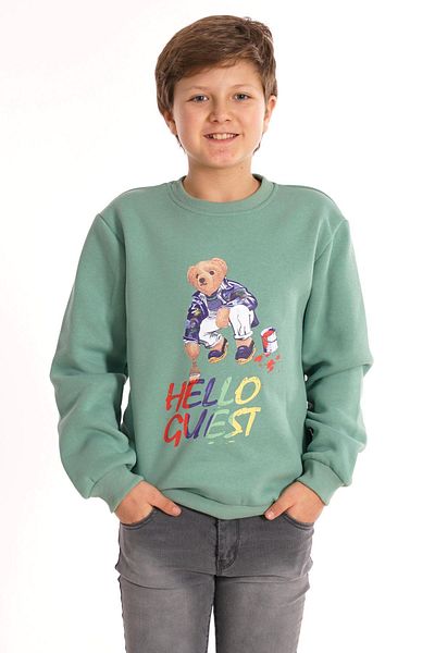 zepkids Hello Guest Printed Çağla Color Boy's Sweat