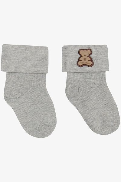 Katamino 0-18 Months Baby Boy Gray Socks Teddy Bear - Amali