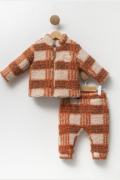Cassiope Wellsoft Baby Boy Set - Plaid Print, Zip-Up and Thick Winter Jacket