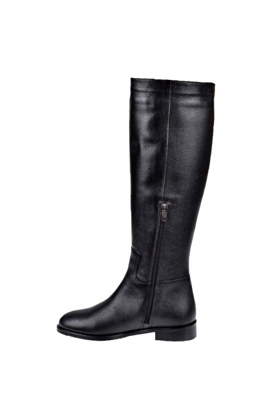 pullman Maximino Hakiki Deri Yarım Fermuarlı Kadın Çizme MX-425   SİYAH BASKI