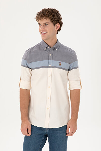 U.S. Polo Assn. قميص رجالي باللون الأزرق الداكن بأكمام طويلة 50291253 -VR033