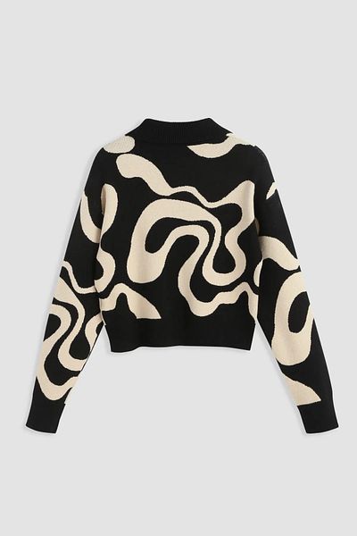 Hiccup Pulover tricotaj jacquard cu gât polo