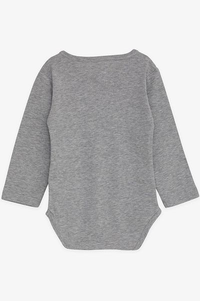 Breeze Baby Boy Snap-On Bodysuit with Glasses Teddy Bear Printed 9 Months-3 Years, Dark Gray Melange