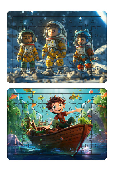 kutuTR Educational and Educational Wooden 54 Piece Colorful Puzzle Set of 4 for Kids 541