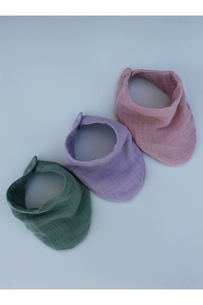 elibaby 100% Cotton 8 Layer Muslin Fabric Double Snaps 3-Piece Baby Bib/Mouth...